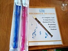 The LMI Recorder Method Book and 2 Recorders Transparent Blue and Pink
