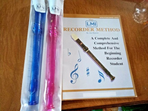 The LMI Recorder Method Book and 2 Recorders Transparent Blue and Pink