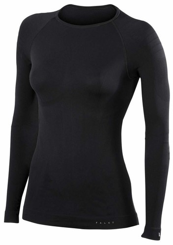 Falke Womens Tight Fit Long Sleeve Round Neck Shirt - Black | eBay