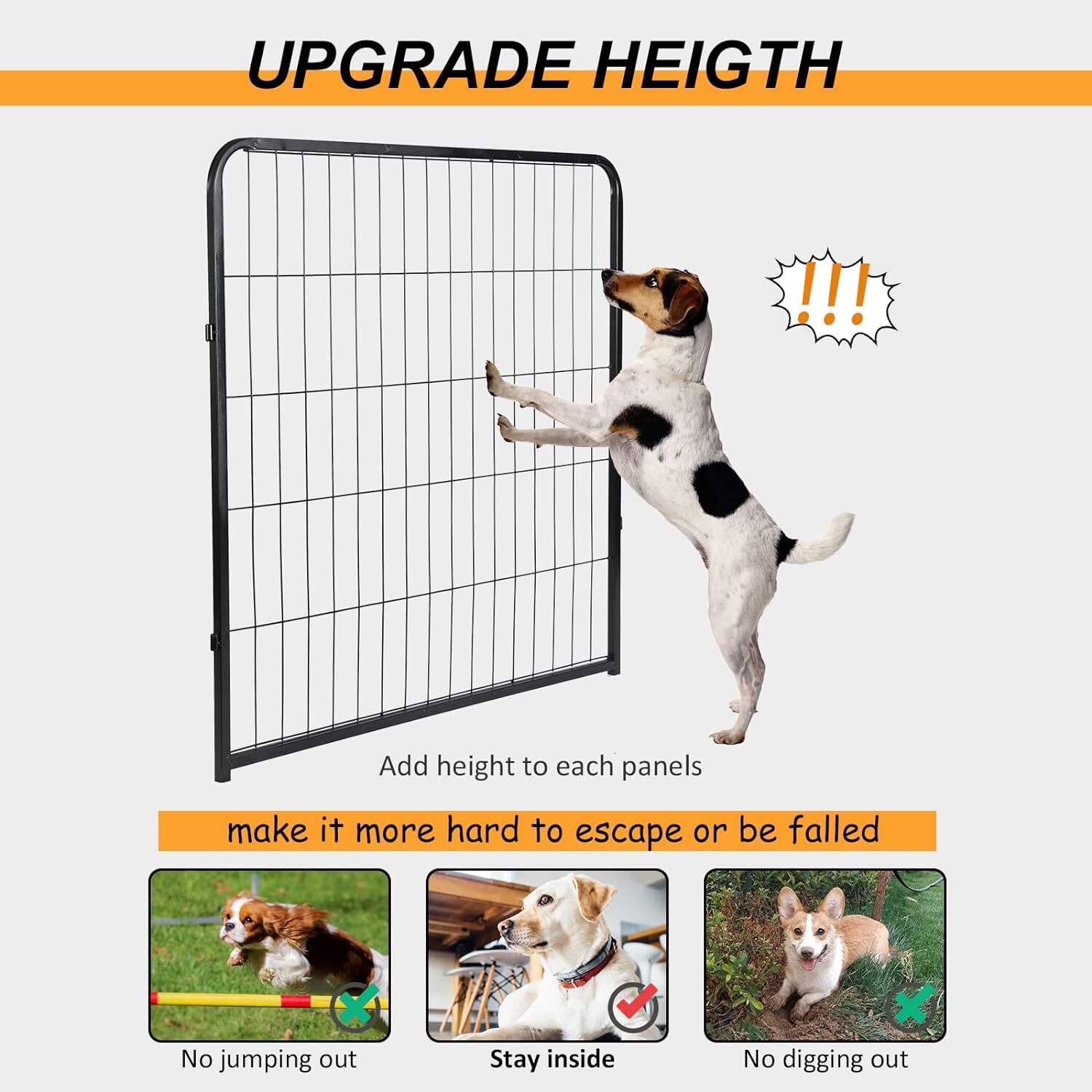 Metal Dog Pen 32/40 Inch Heavy Duty Playpen Pet Exercise Fence w/Door Outdoor