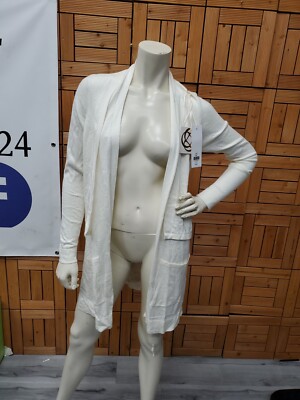 Etcetera Ivory Women's Long Cashmere Cardigans 5%Cashmere Sweater Coat
