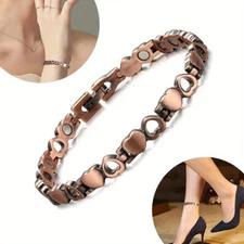Heart Design Copper Magnetic Anklet Bracelet for Women Daily Wear,Parties