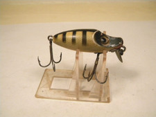 Vintage Paw Paw Pressed Eye Runt Black Rib wood crankbait lure