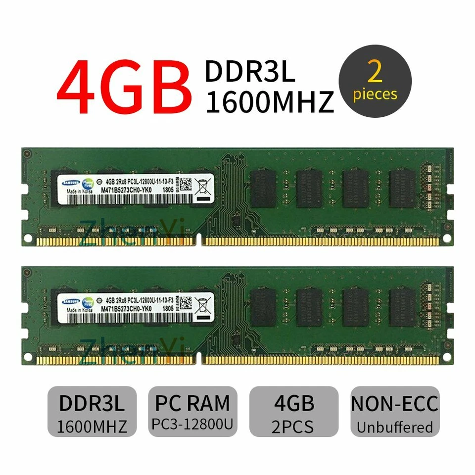 16GB 8GB 4G DDR3L 1600Mhz PC3L-12800 240Pin 1.35V Desktop Memory RAM Samsung LOT - Image 3 of 4