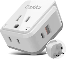 Ceptics UK, Ireland Power Adapter Travel, Includes Type G Swadapt Attachments