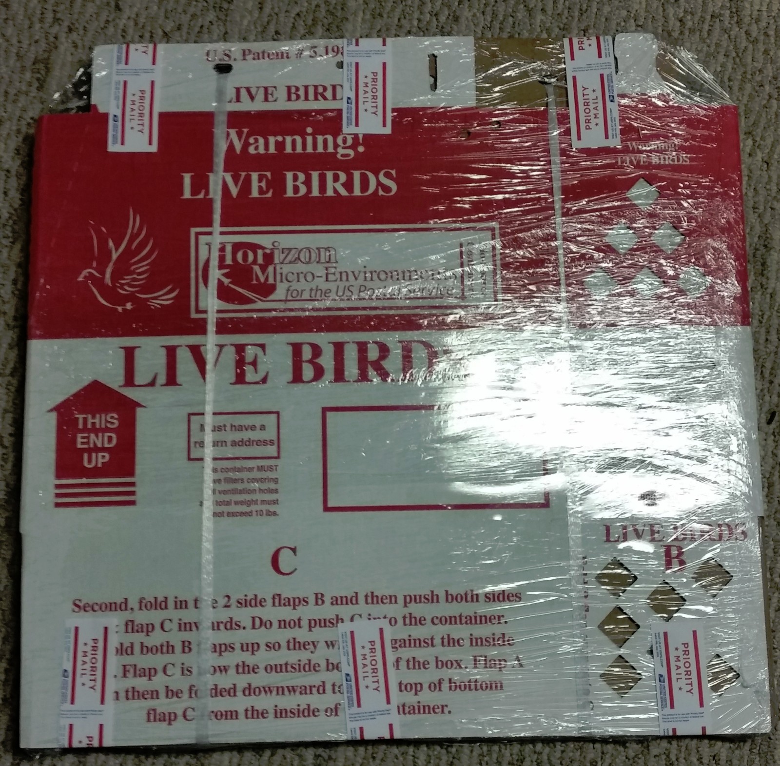 6 Pack Horizon Shipping Boxes for Live Birds. Poultry, Pheasant, Chukar