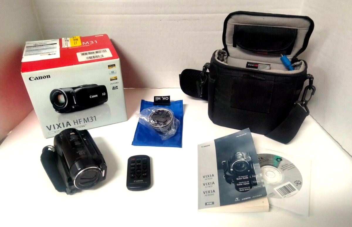 Canon VIXIA HF M31 Hi Def Camcorder, Bower Lens & Accessories w/OB