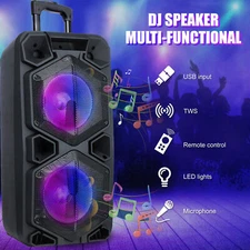 Dual 10" Bluetooth Speaker Sub Woofer Heavy Bass Sound System Party w/ Mic lot