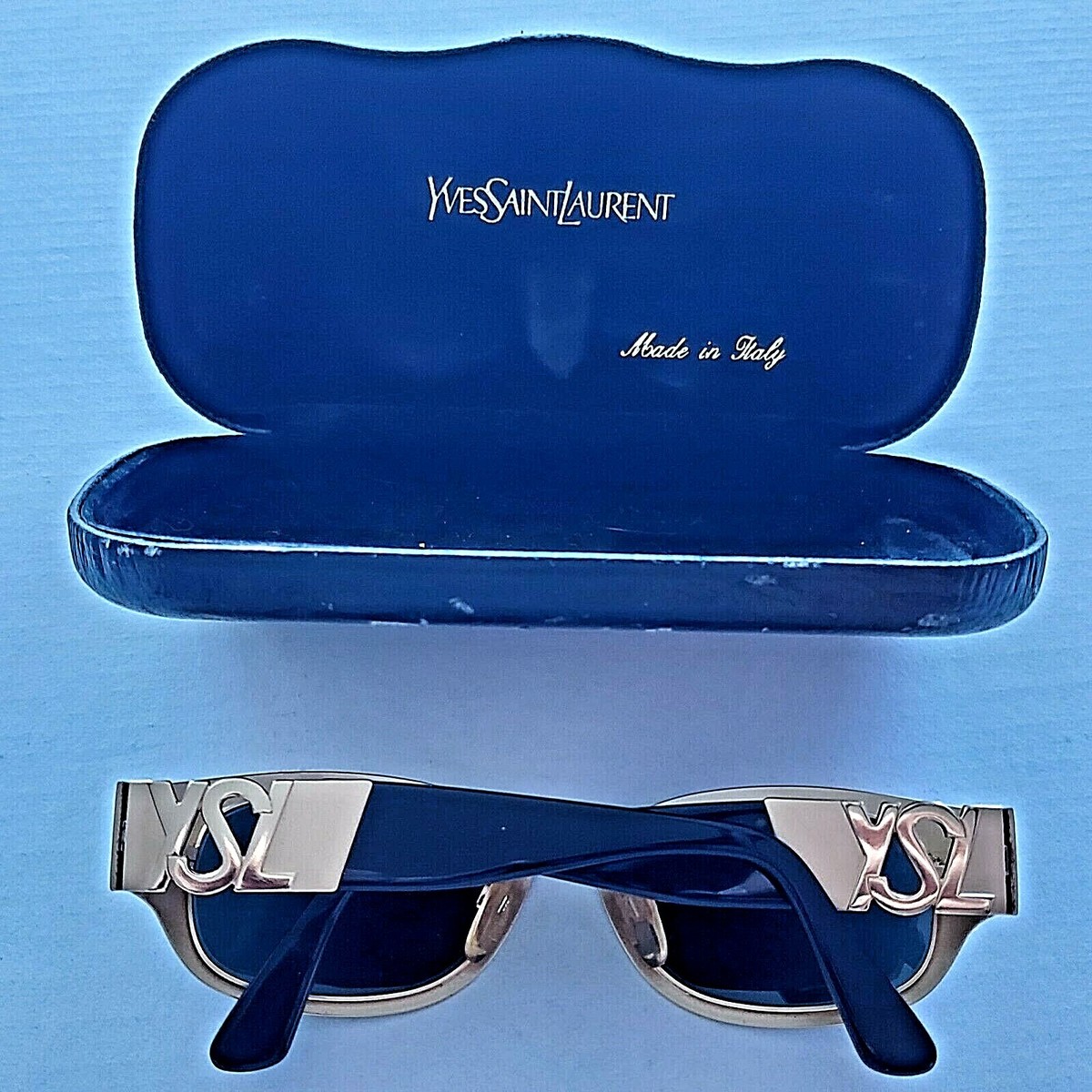 YVES SAINT LAURENT RARE YSL GOLD OVAL FRAME WRAP SUNGLASSES MADE