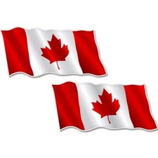 Canadian Flags Waving Set of 2 Car Vinyl Sticker - SELECT SIZE