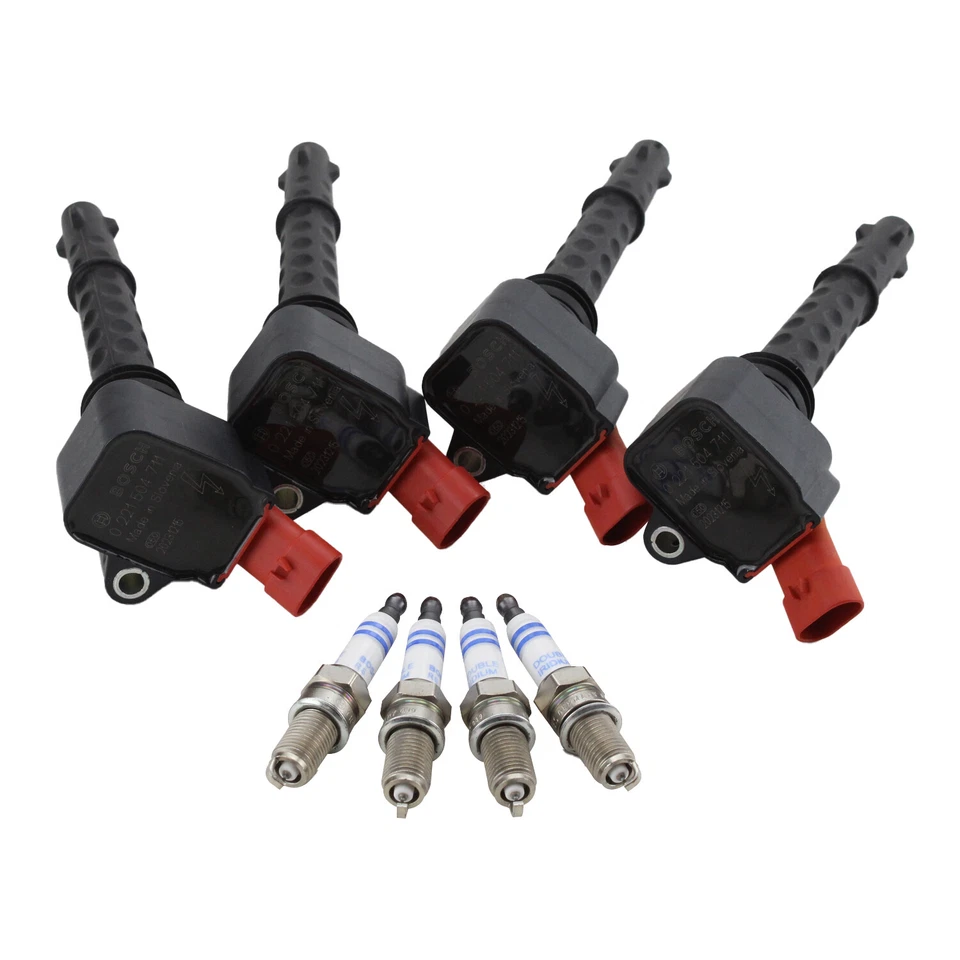 Bosch 4 Ignition Coils 4 Double Iridium Spark Plugs Kit For Fiat Jeep 1.3 1.4 L4 - Image 2 of 4