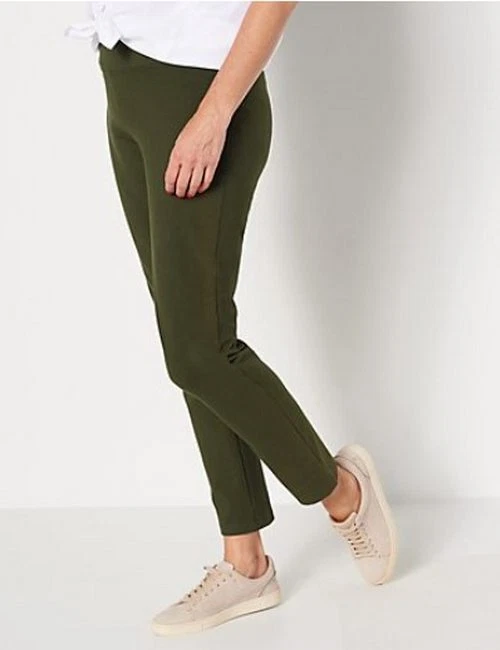 Women with Control Olive Green Tall Slim Leg Ankle Pants w/ Waist