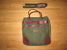 Vtg DUCKS UNLIMITED Olive Canvas /Brown Leather Large Gear Bag + Shoulder Strap