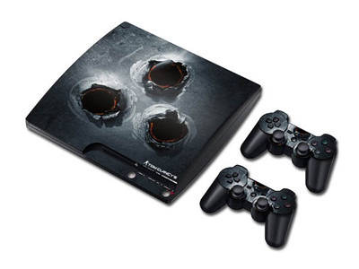 PS3 PlayStation 3 Slim Skin Design Foils Aufkleber Schutzfolie - Bullet Holes