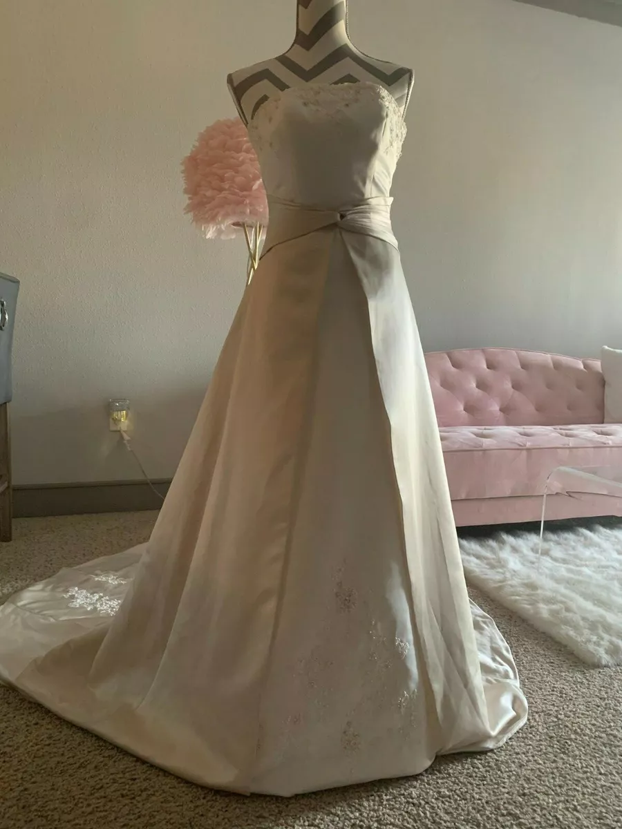 Michelangelo for David s Bridal Ivory and Champagne Wedding Gown