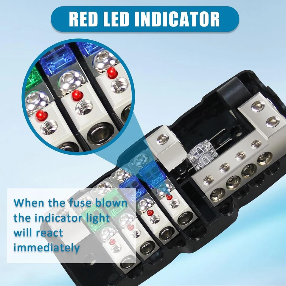 Fused Power Distribution Block Car Audio 4 Way Midi(Mini-Anl) Fuse Block 12V - Image 4 of 4