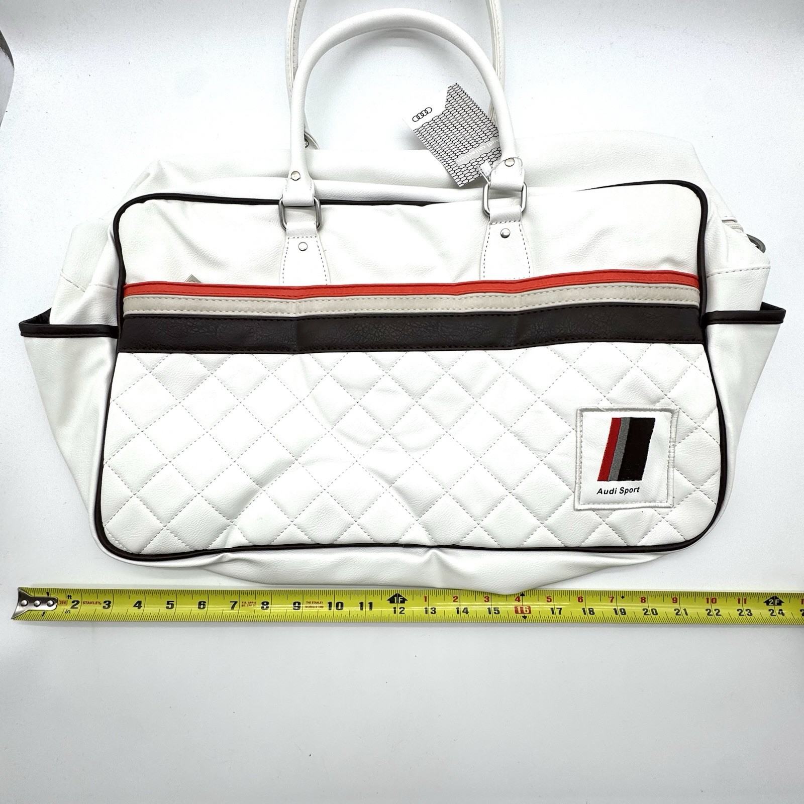 Audi Sport White Quilted Duffel Bag – Premium Large Travel image 8