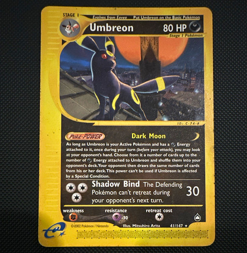 Umbreon 41/147 Aquapolis Rare Stage 1 80 HP English 2002