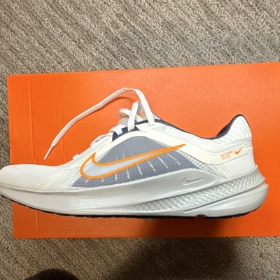 Nike White Orange Gray Mesh Running Sneaker Low Top Breathable Athletic Shoe