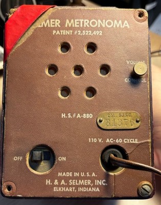 Vintage Selmer Metronoma Electric Metronome Working HS #A- 880 Mid-Century