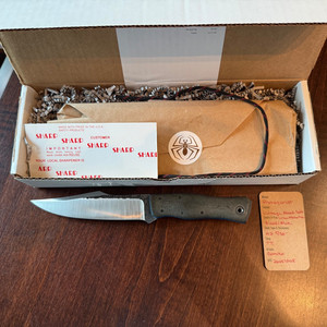 Fiddleback Forge Protagonist Andy Roy A2 Vintage Black Salt Micarta Tapered Tang