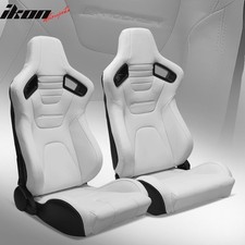 Universal Pair Reclinable Racing Seat Dual Slider Pu Carbon Leather White Universal Pair Reclinable Racing Seat Dual Slider Pu Carbon Leather White