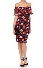 Star by Julien Macdonald VIP Black Embroidered Floral Mesh Dress Size 10 Midi