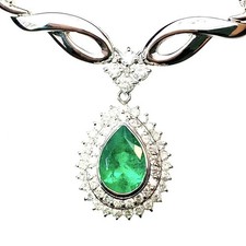 18374 Colombian Emerald 2.10ct Diamond Necklace Pendant in Platinum, 40cm, 21.5g