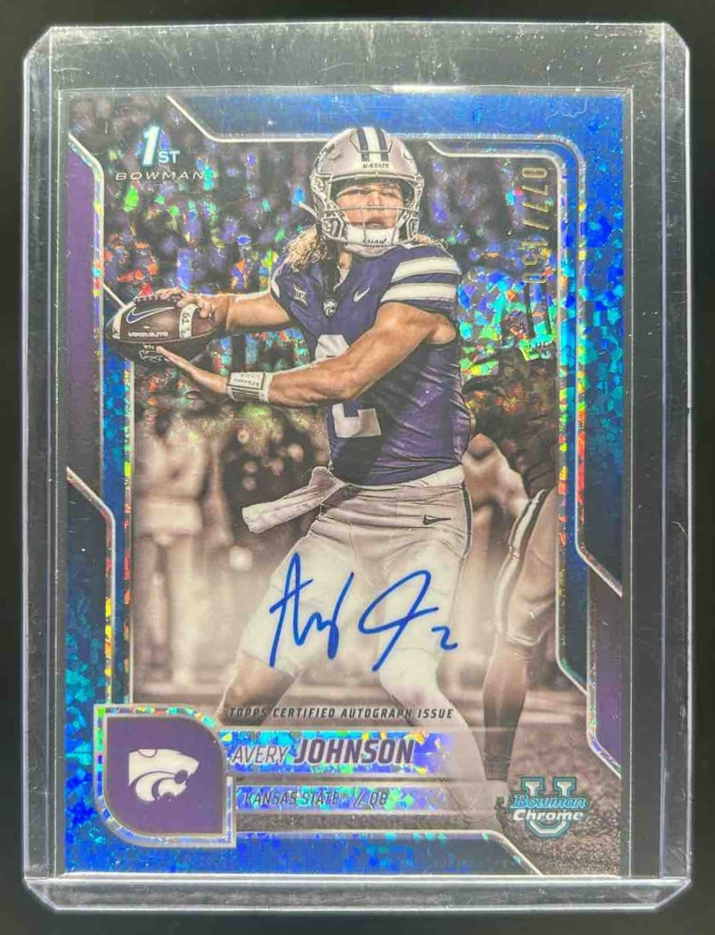 2025 Bowman Chrome U Avery Johnson Auto 1st Blue Mini-Diamond Refractor #77/150