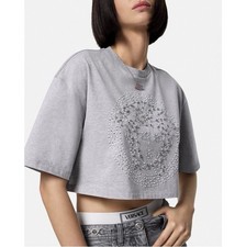 Versace Crystal Medusa Crop Boxy T-Shirt Tee ...