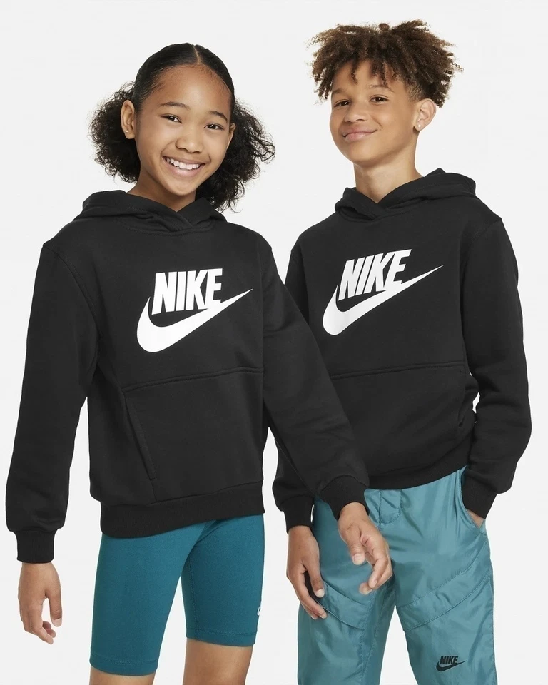  Felpa Cappuccio Hoodie Ragazzi Unisex Nike Club HD Junior Nero Cappuccio 