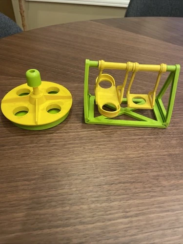 Vintage Fisher Price Little People Playground Swingset Merry Go Round GUC