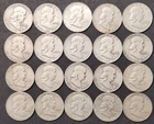 Ben Franklin Silver Half Dollar - Full Roll of 20, 1950's & 1960's - Z-38OA
