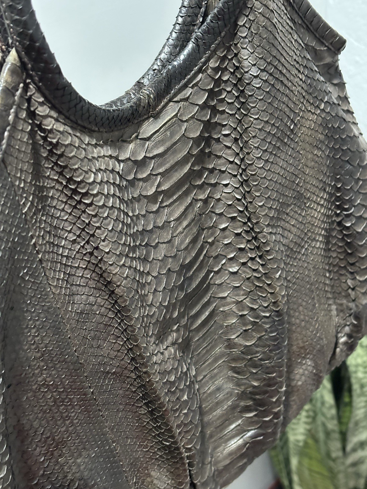 Large Tote Bag - Python/Snakeskin Pattern Bag Bla… - image 7