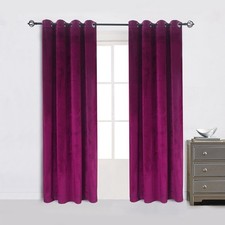 Cherry Home Luxury Velvet Fuchsia Blackout Curtain Panel 52x108" Room Darkening