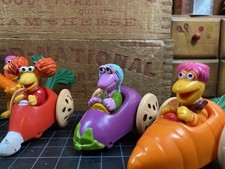 Vintage 1988 Fraggle Rock Toy Lot 4 Cars 1 Figure Jim Henson Associates PVC
