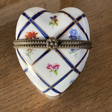 Vintage Limoges Style Porcelain Heart Shaped Trinket - Valentine