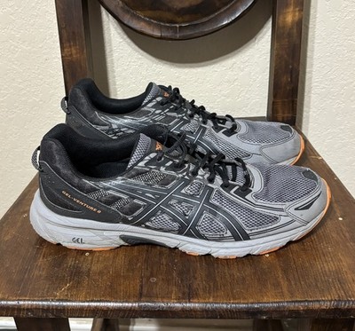 Asics Mens Gel Venture 6 T7G1Q Gray Running Shoes Sneakers Size 13 Grey Orange