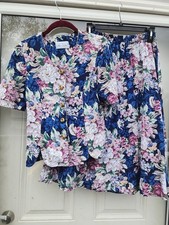 Miss Dorby Retro 2 Piece Skirt Set Floral Rose Sz 6P Cottagecore Gold Granny