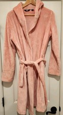 Lands' End girls fleece hooded robe with tie belt, kids size 16