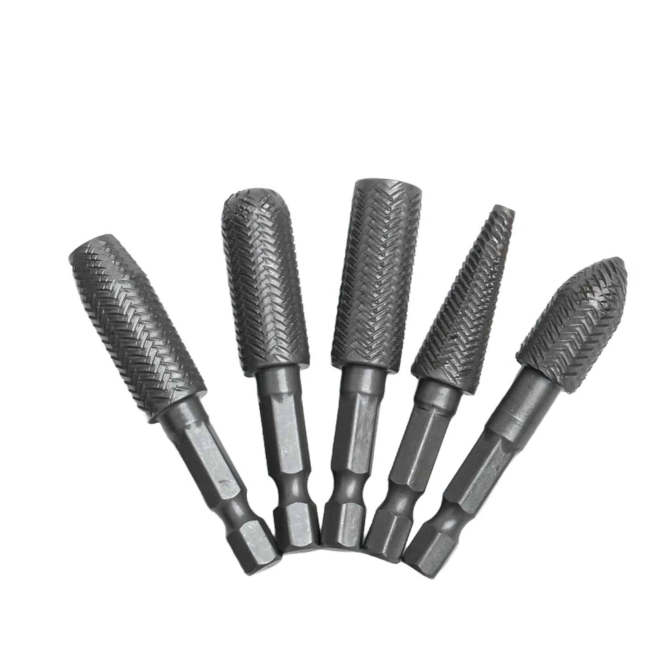 Sturdy Rotary Rasp Drill Bits with Hex Shank Perfect for Metal Work 5 Piece Set - Image 2 of 4