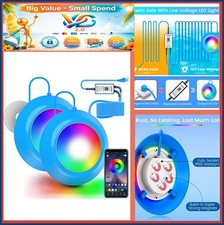 LED Pool Lights 50W 2-Pack APP Control 12V 2000LM IP68 Waterproof Magnetic