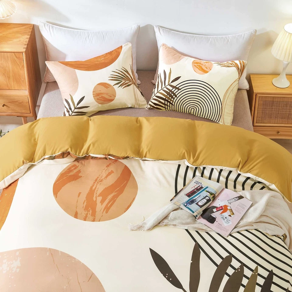 Funda Nórdica Queen Arco Abstracto Sol Beige Moderno Mediados de Siglo Juego de Ropa de Cama Boho... Foto 4 de 4