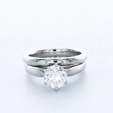 Solitaire Engagement Ring Set Platinum 1.64 Carat Round Lab-Grown Diamond I VS2