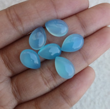 5 Pcs Blue Chalcedony Pear Cabochon 8x12mm Loose Gemstone A1177