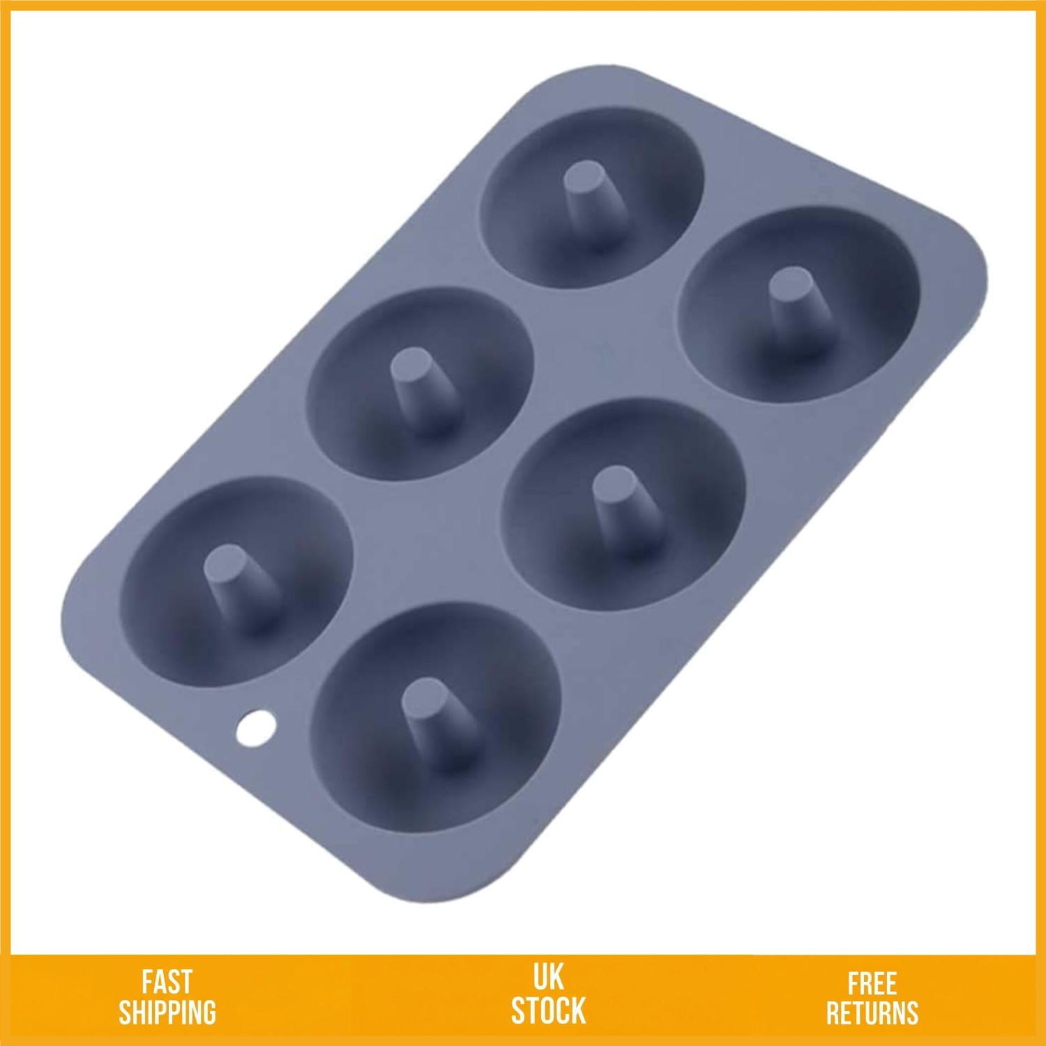 Professional Non-Stick Silicone Doughnut Baking Tray, 6 Cavity, 26x18x3cm