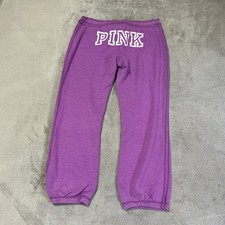 Vintage Victoria Secret PINK Jogger S Purple Y2K Logo Sweats Tapered Sweatpants