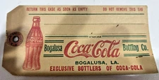 628 - Vintage Coca Cola Crate Return Tag - Bogalusa Bottling Co - Bogalusa La.!