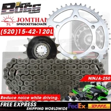 JT F+R Sprocket Silver & Chain X-RING Black For NINJA/Z-250 520-15-42-120L