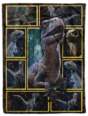 Blue Dinosaur Blankets Gift For Animal Natural Lover Fleece Sherpa Blanket  Xmas